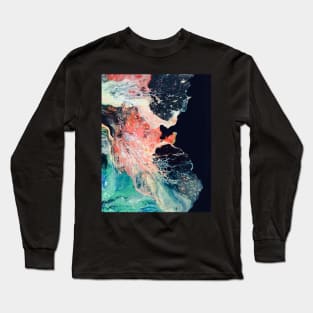 Cellular rainbow fluid acrylic paint Long Sleeve T-Shirt